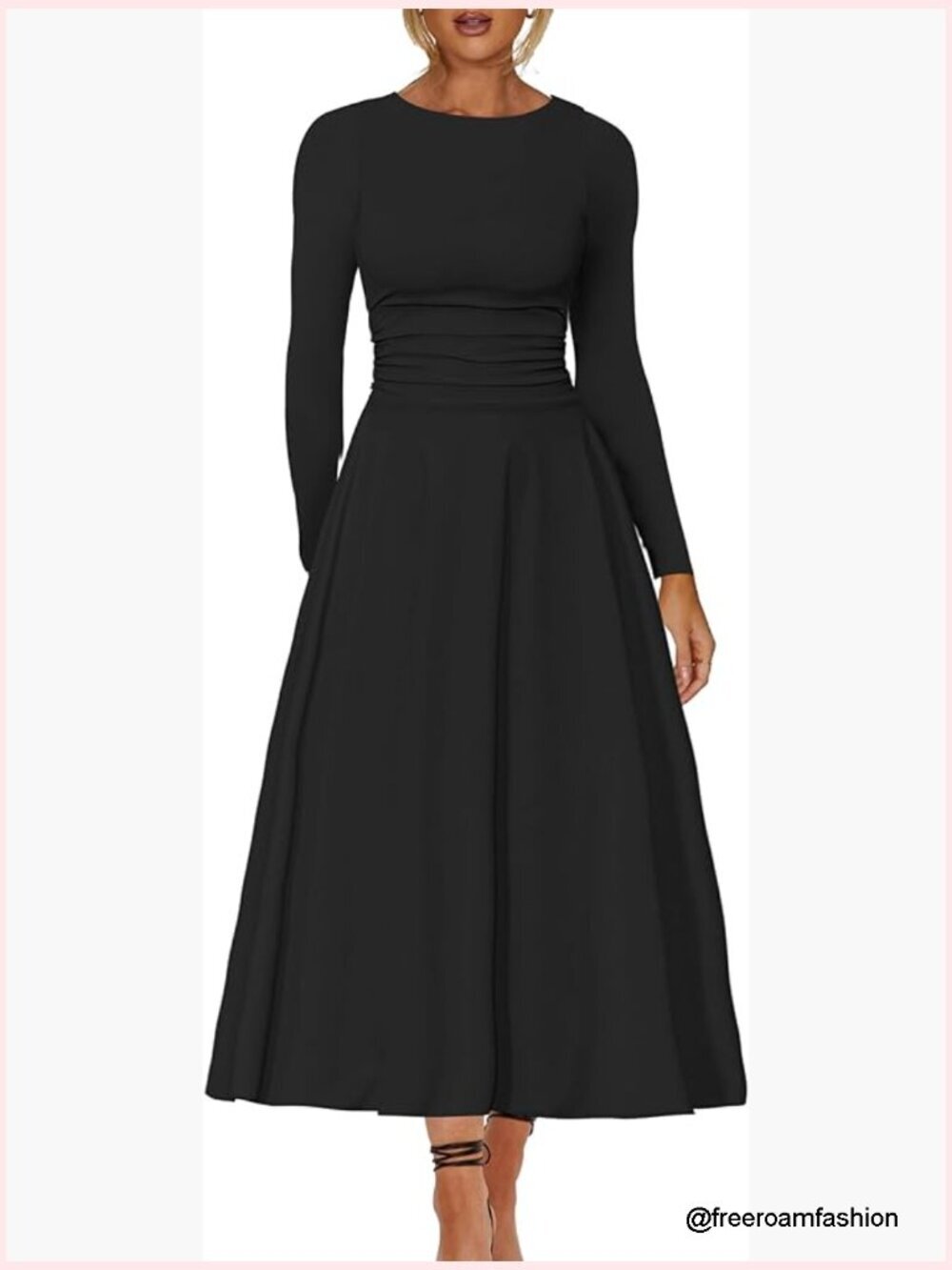 Long Sleeve Corset A Line Maxi Dress Ruffle Ruched Waist Flowy